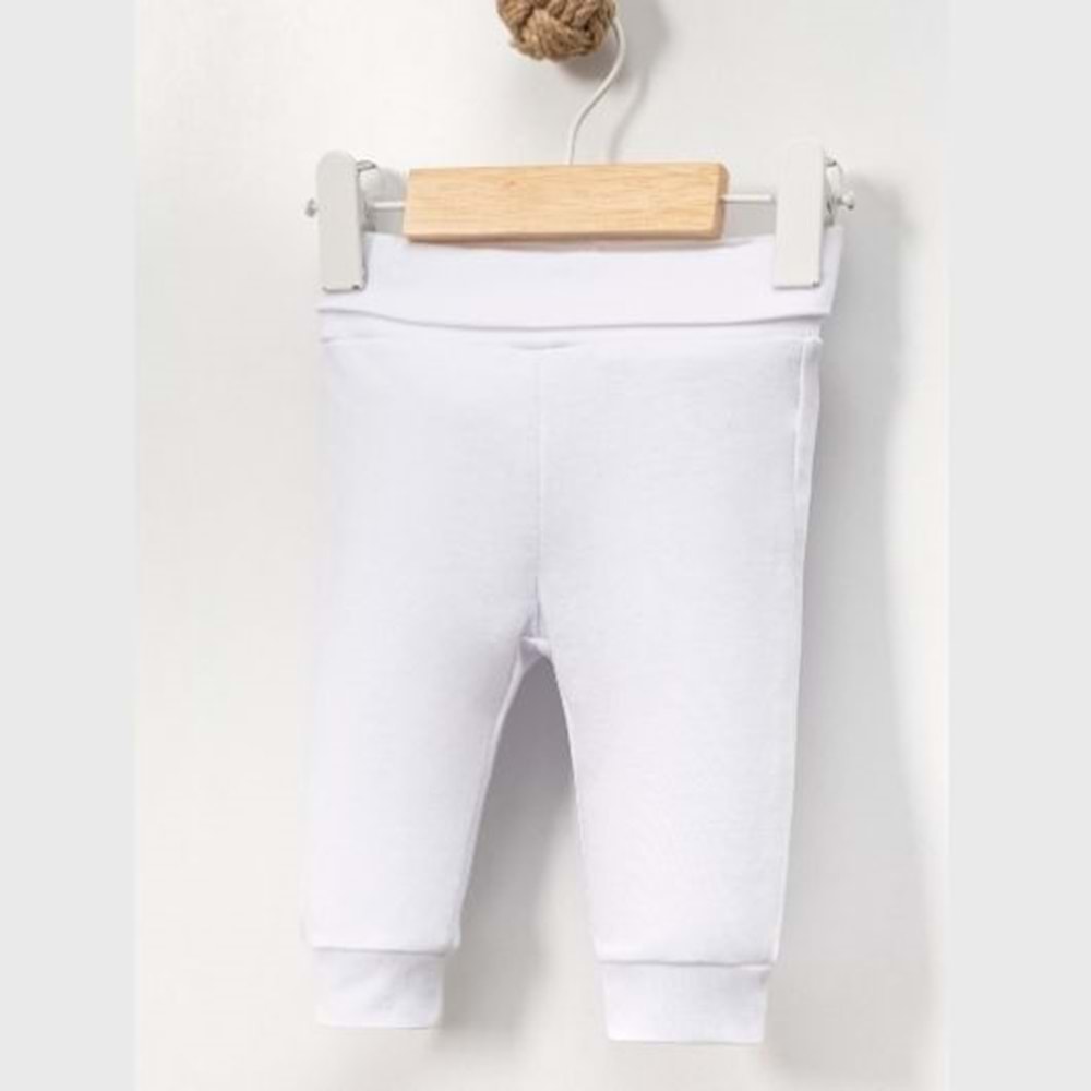 Jijek Baby Penye Pantolon | Rahat Esnek Günlük - Beyaz - 6-9AY