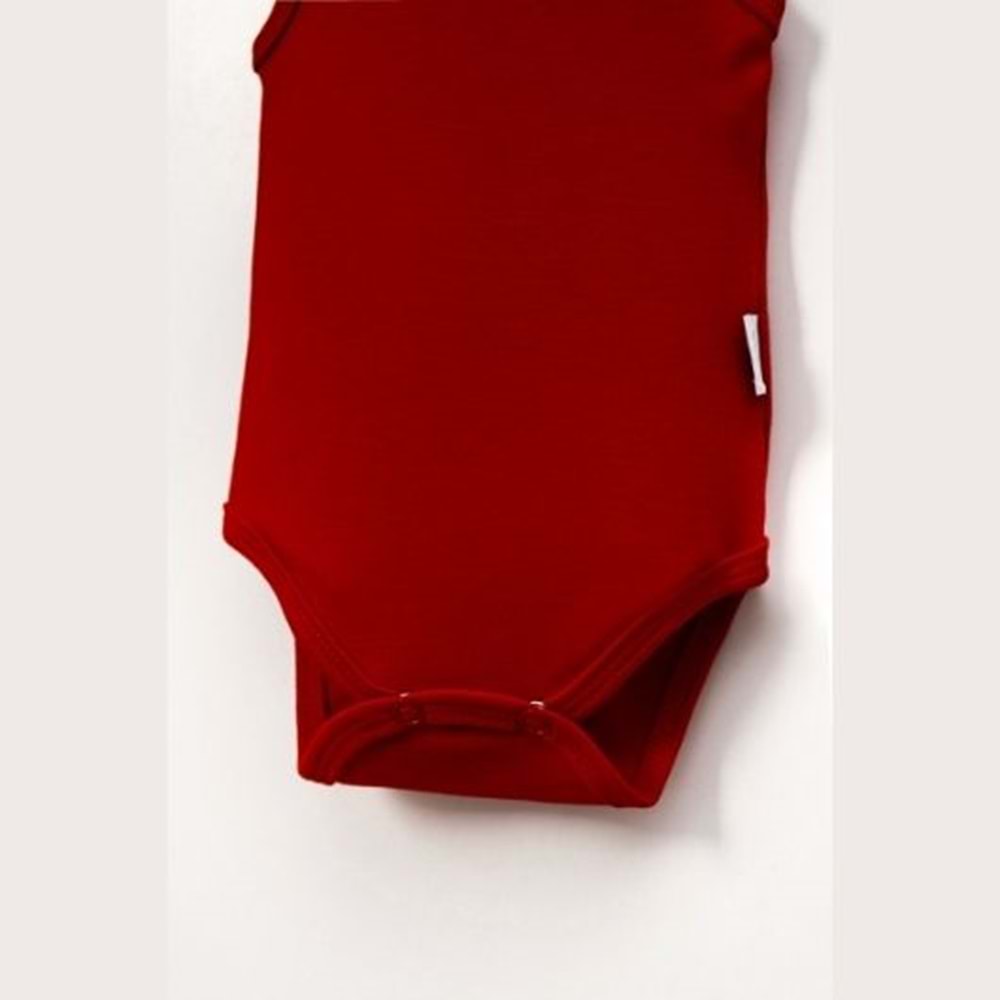 Jijek Baby Pamuk 3lü Kolsuz Bebek Body – Yumuşak,Rahat - Kırmızı - 4 YAŞ