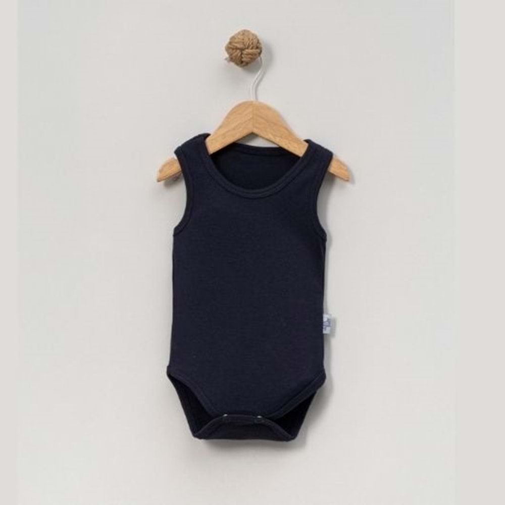 Jijek Baby Pamuk 3lü Kolsuz Bebek Body – Yumuşak,Rahat - Lacivert - 24-36 AY