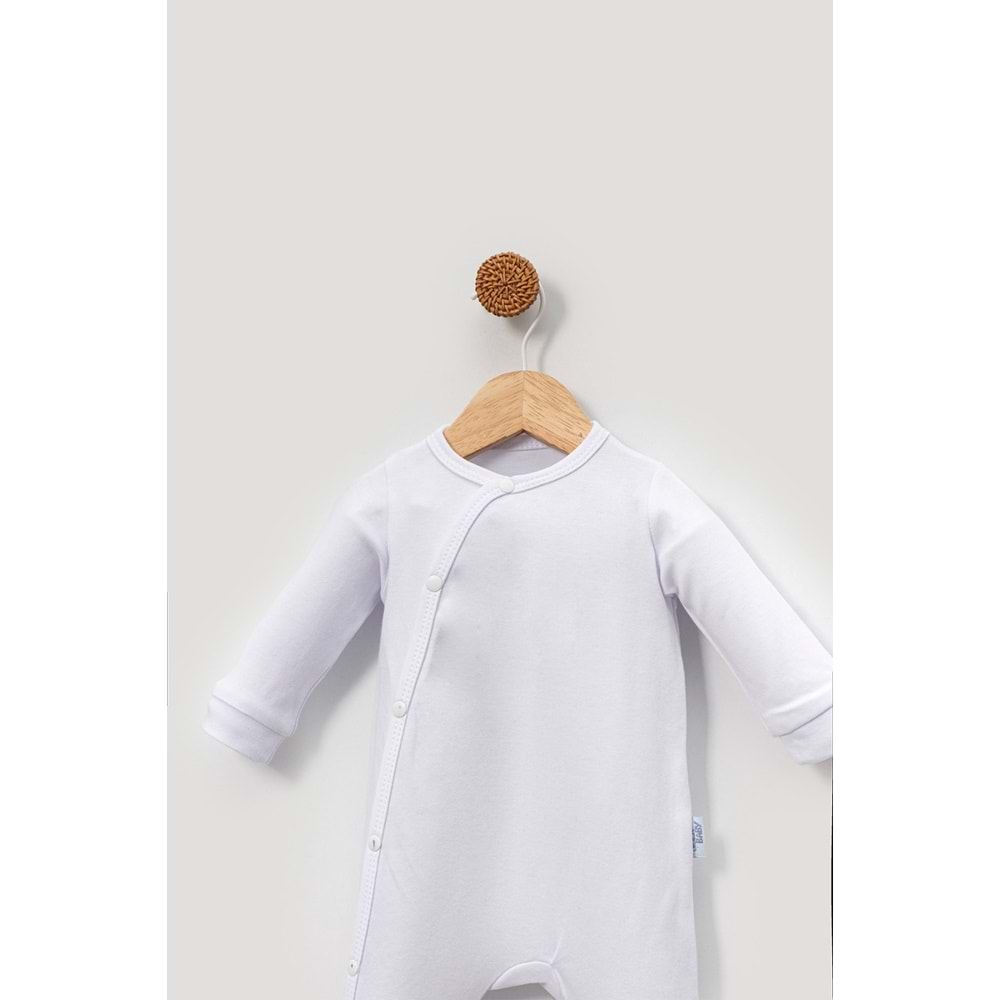 Yandan Çıtçıtlı Basic Bebek Tulum – Organik Pamuk, Kolay Giydirilebilir Tasarım - Beyaz - 6-9AY