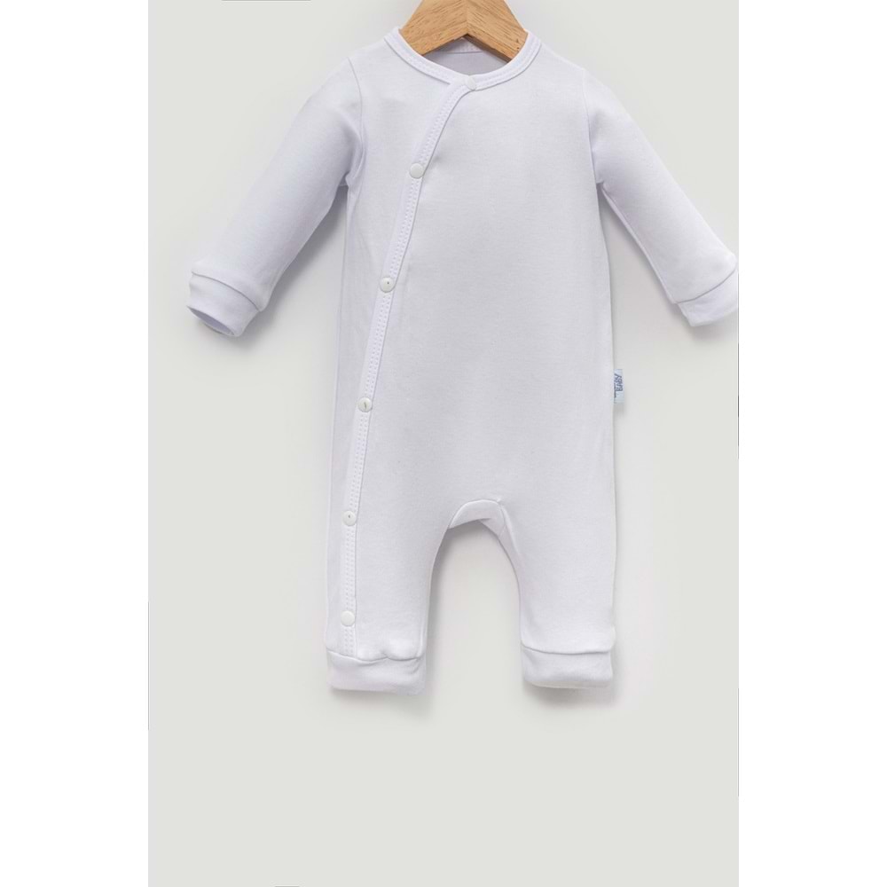 Yandan Çıtçıtlı Basic Bebek Tulum – Organik Pamuk, Kolay Giydirilebilir Tasarım - Beyaz - 6-9AY