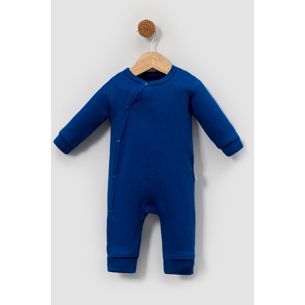 Yandan Çıtçıtlı Basic Bebek Tulum – Organik Pamuk, Kolay Giydirilebilir Tasarım -saks- 0-3 AY