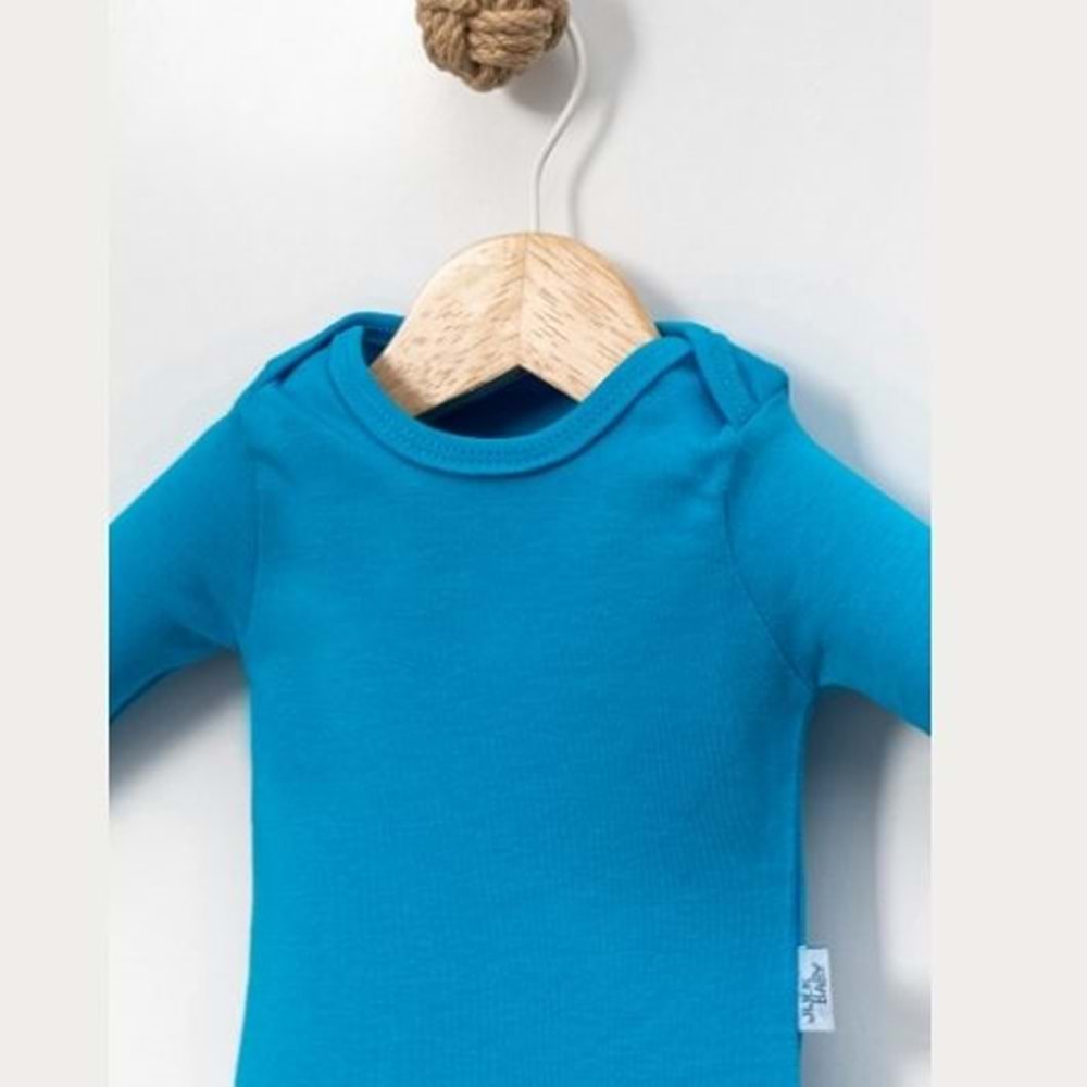 Jijek Baby Pamuk 3 Lü Uzunkollu Bebek Body – Yumuşak,Rahat - Turkuaz - 24-36 AY