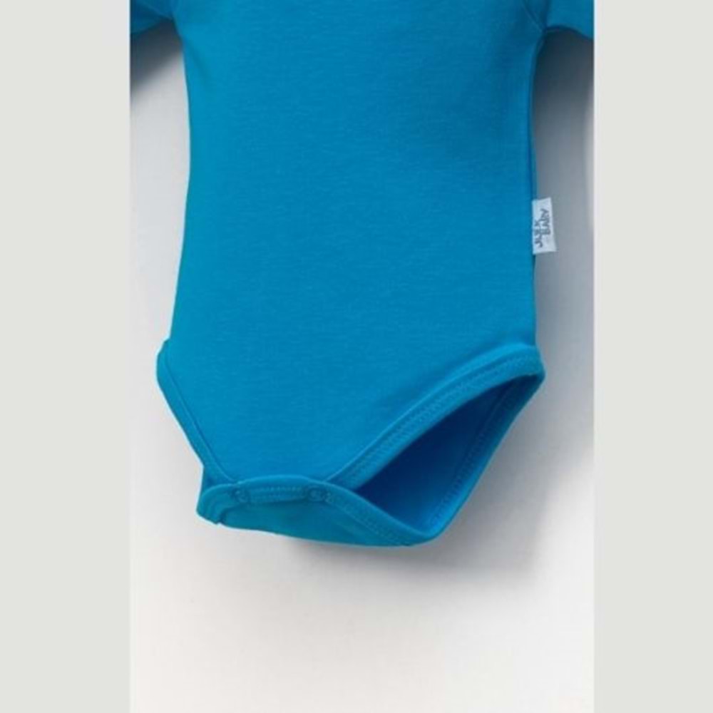 Jijek Baby Pamuk 3 Lü Uzunkollu Bebek Body – Yumuşak,Rahat - Turkuaz - 24-36 AY