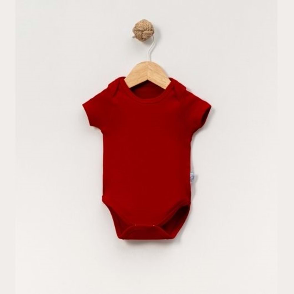 Jijek Baby Pamuk 3lü Kısa Kollu Bebek Body – Yumuşak,Rahat - Kırmızı - 4 YAŞ