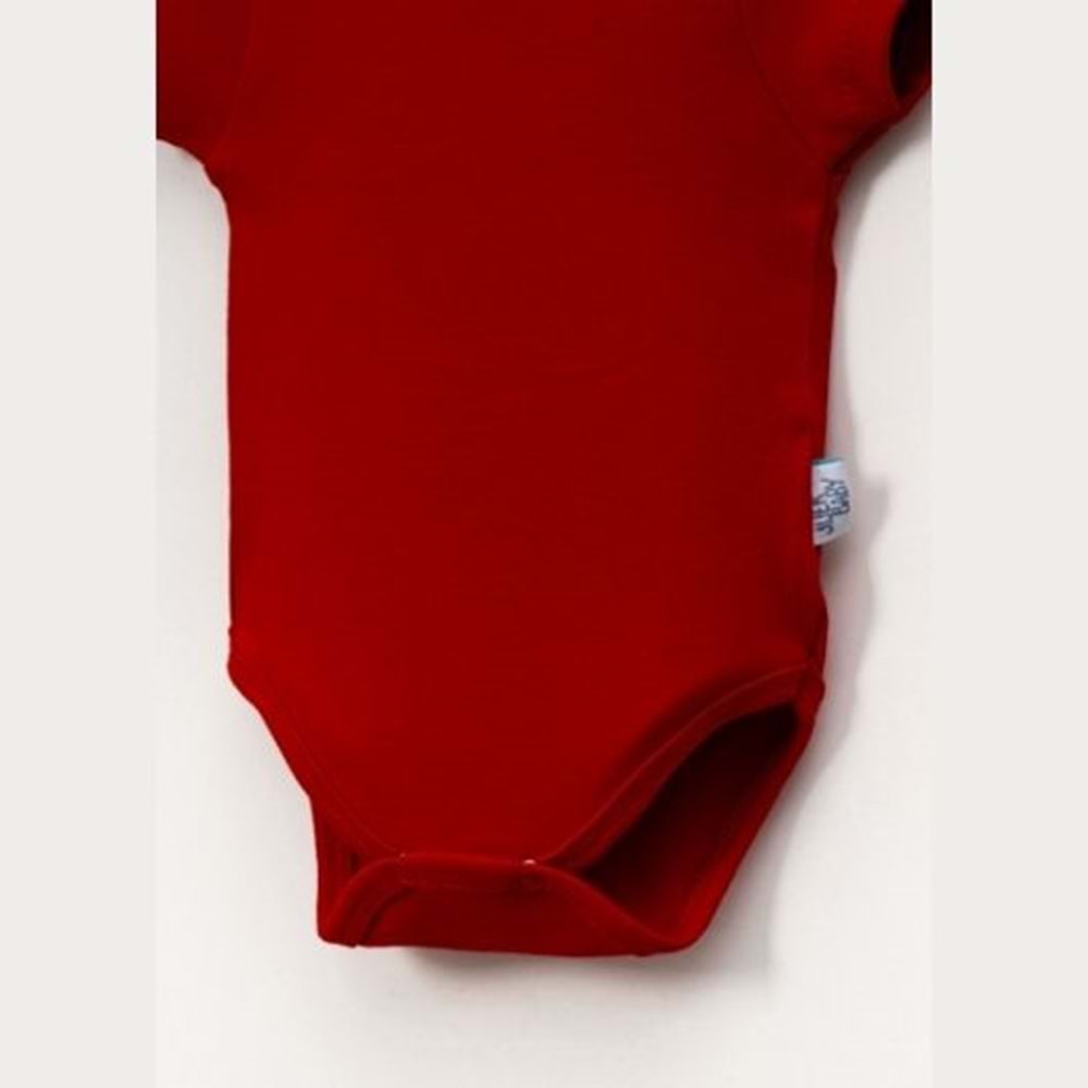 Jijek Baby Pamuk 3lü Kısa Kollu Bebek Body – Yumuşak,Rahat - Kırmızı - 4 YAŞ