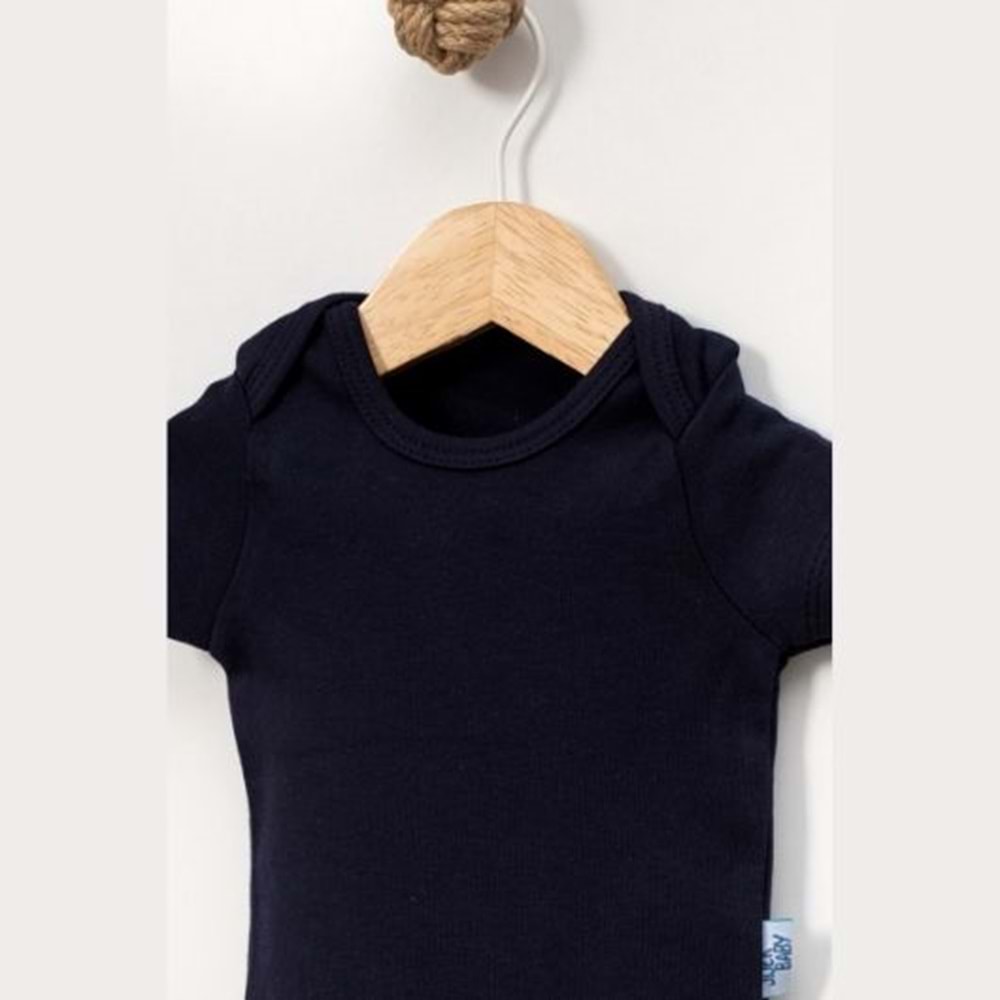 Jijek Baby Pamuk 3lü Kısa Kollu Bebek Body – Yumuşak,Rahat - Lacivert - 4 YAŞ