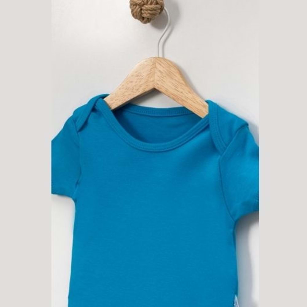 Jijek Baby Pamuk 3lü Kısa Kollu Bebek Body – Yumuşak,Rahat - Turkuaz - 4 YAŞ