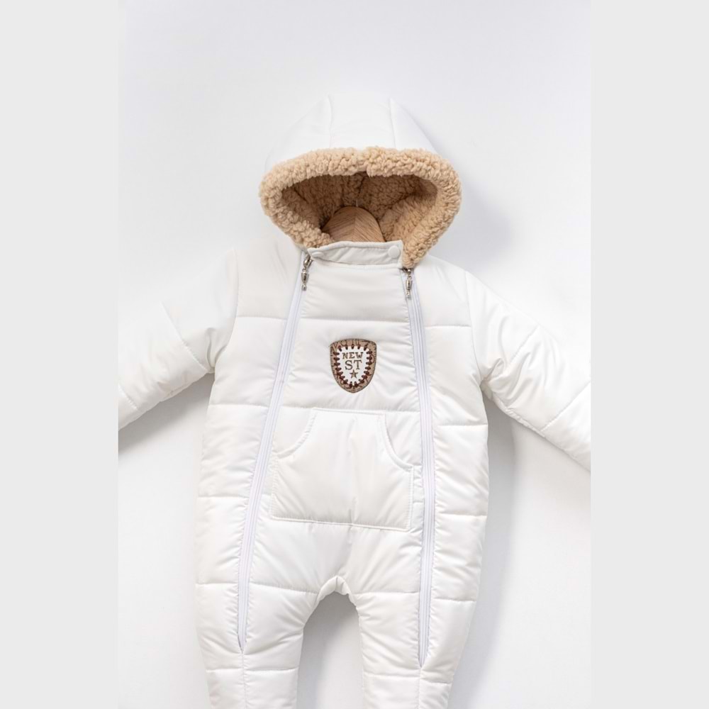 Kayak Tulum Bebe Kayak Kıyafeti New Armalı -Kışlık - Beyaz - 9-12 AY