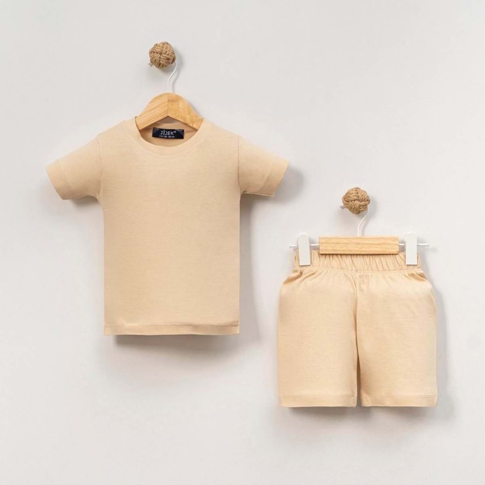 Unisex Bebek Şortlu Takım %100 Pamuk Yazlık Basic Tişört Şort Seti