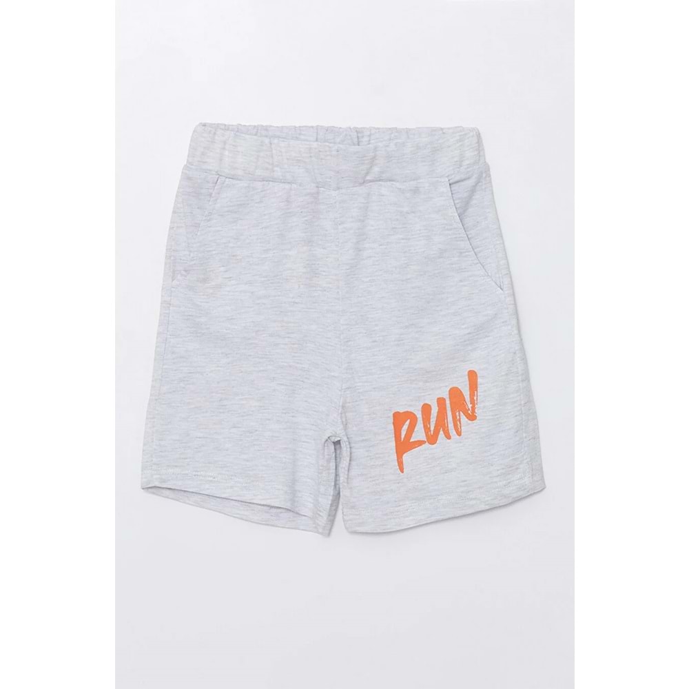 Run Baskılı Penye Şort- T-Shirt Kız-Erkek Takım - Coppa - Gri - 6 YAŞ - FRND00000002-13