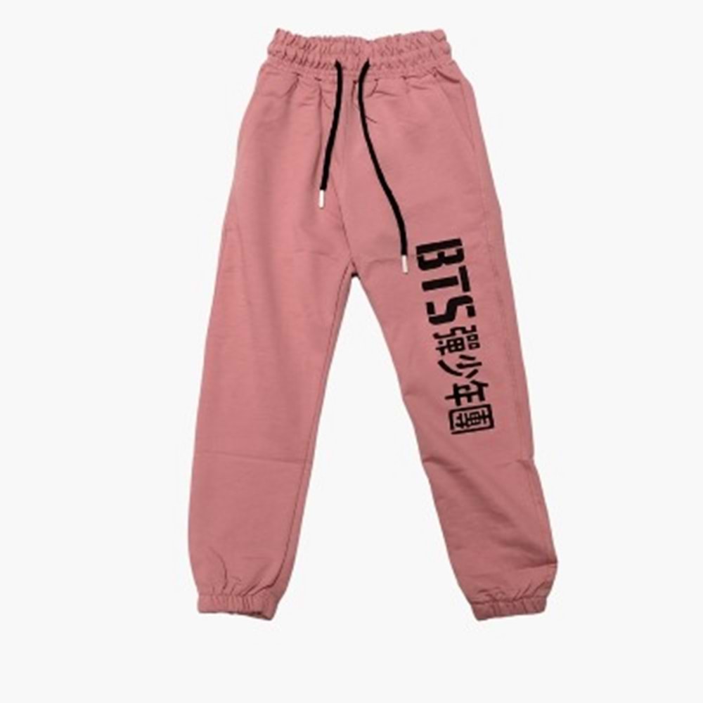 BTS Baskılı Pamuklu Beli Fırfırlı Pantolon FRND00000025 - Pudra - 15 YAŞ - FRND00000025-447