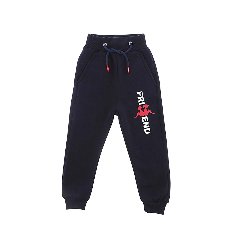 Friend Baskılı Pamuklu Beli Lastikli Pantolon FRND00000047- Lacivert - 12 YAŞ