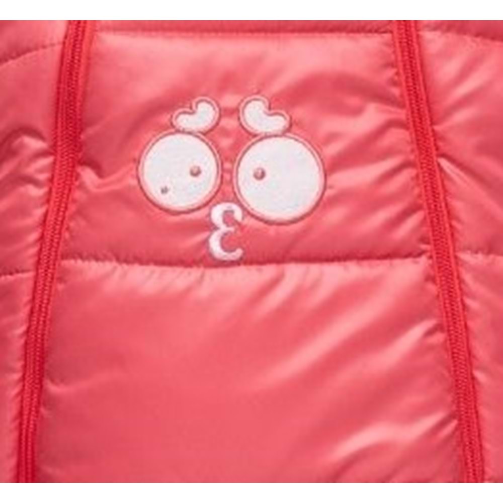 Kar Tulumu Bebe Kayak Tulum Şaşkın Göz Nakışlı Kışlık-Somon-9-12 AY