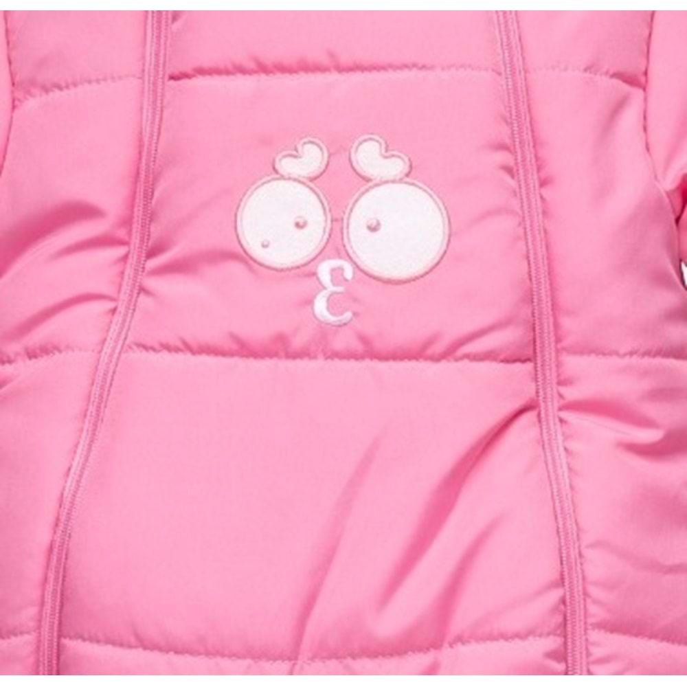 Kar Tulumu Bebe Kayak Tulum Şaşkın Göz Nakışlı Kışlık-Pembe-6-9AY