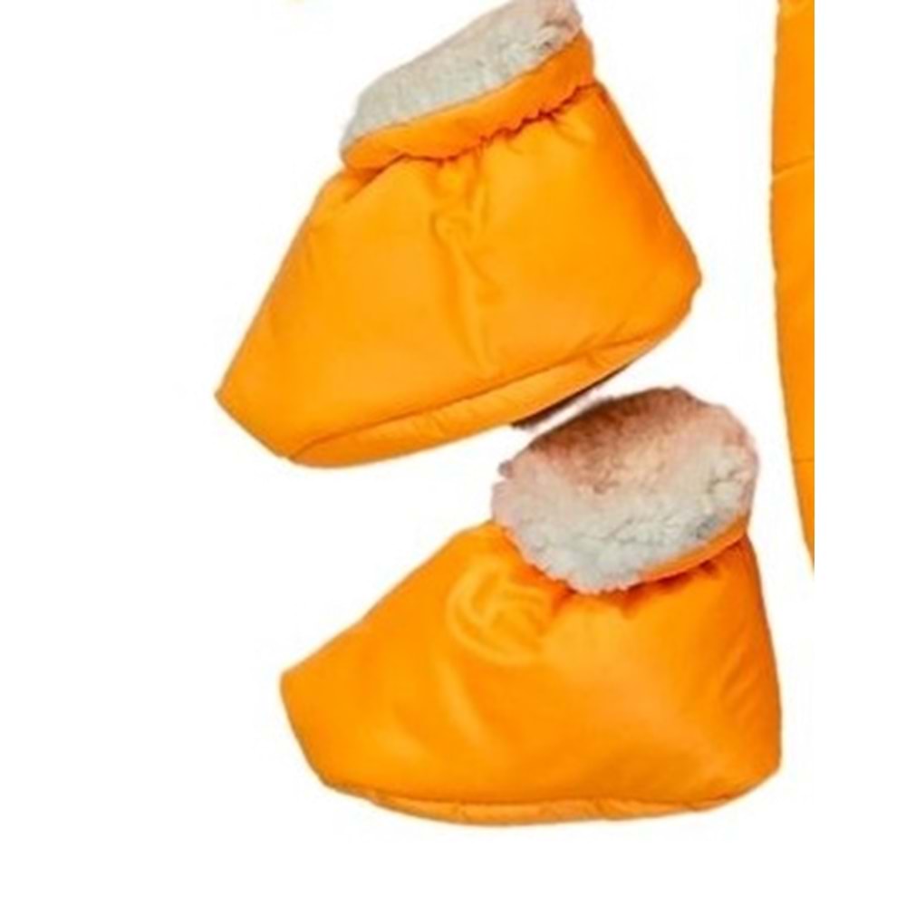Kayak Tulum Bebe Kar Kıyafeti Ayıcık Nakışlı Kışlık-Turuncu - 18-24 AY