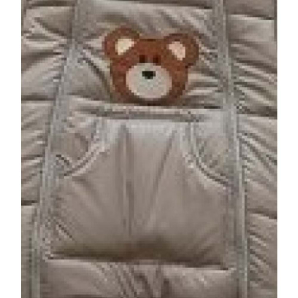 Kayak Tulum Bebe Kar Kıyafeti Ayıcık Nakışlı Kışlık Gri-6-9AY