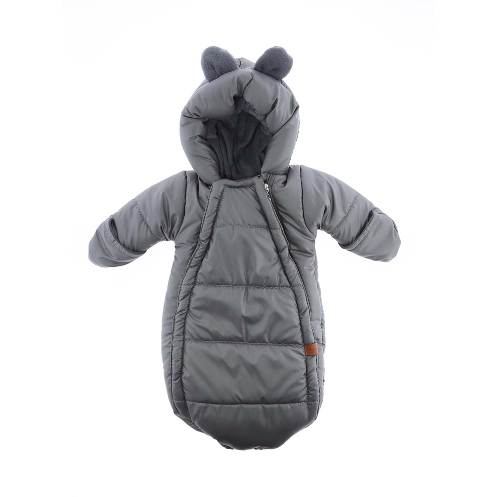 Bebek Yenidoğan Kundak Tulum Microkumaş Tulum Polarlı - Füme - 6-9AY