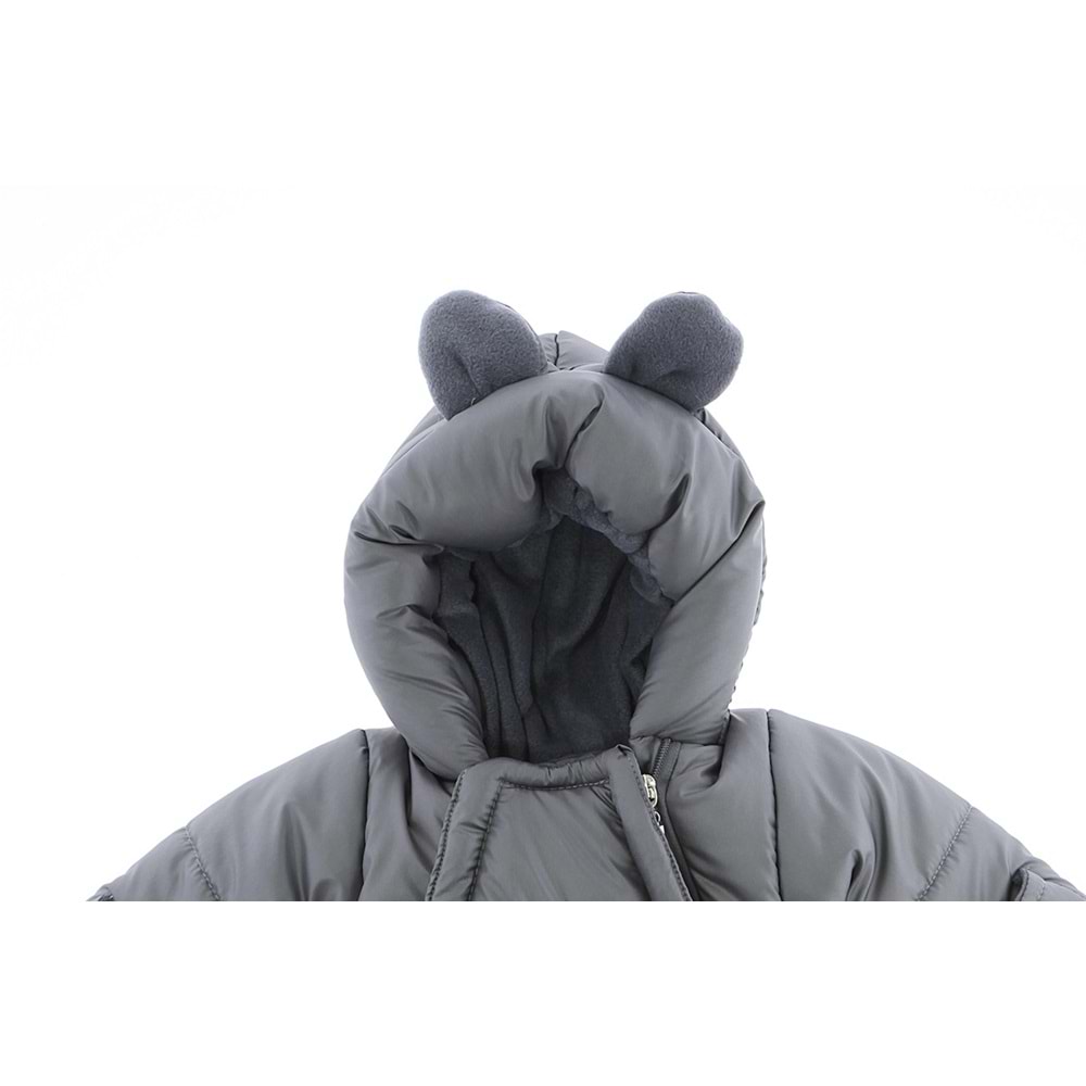 Bebek Yenidoğan Kundak Tulum Microkumaş Tulum Polarlı - Füme - 6-9AY