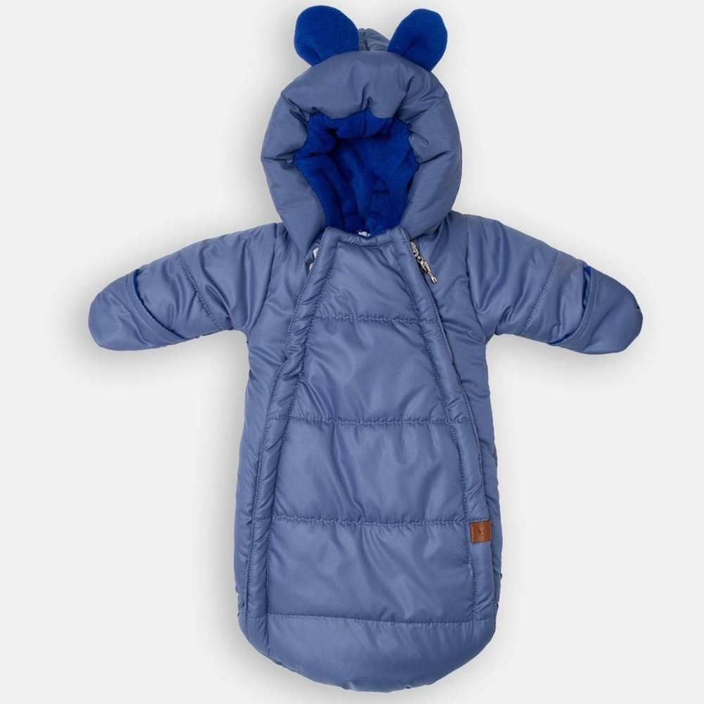 Bebek Yenidoğan Kundak Tulum Microkumaş Tulum Polarlı- İndigo - 0-3 AY