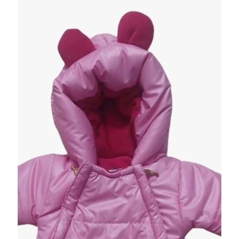 Bebek Yenidoğan Kundak Tulum Microkumaş Tulum Polarlı - Pembe - 0-3 AY