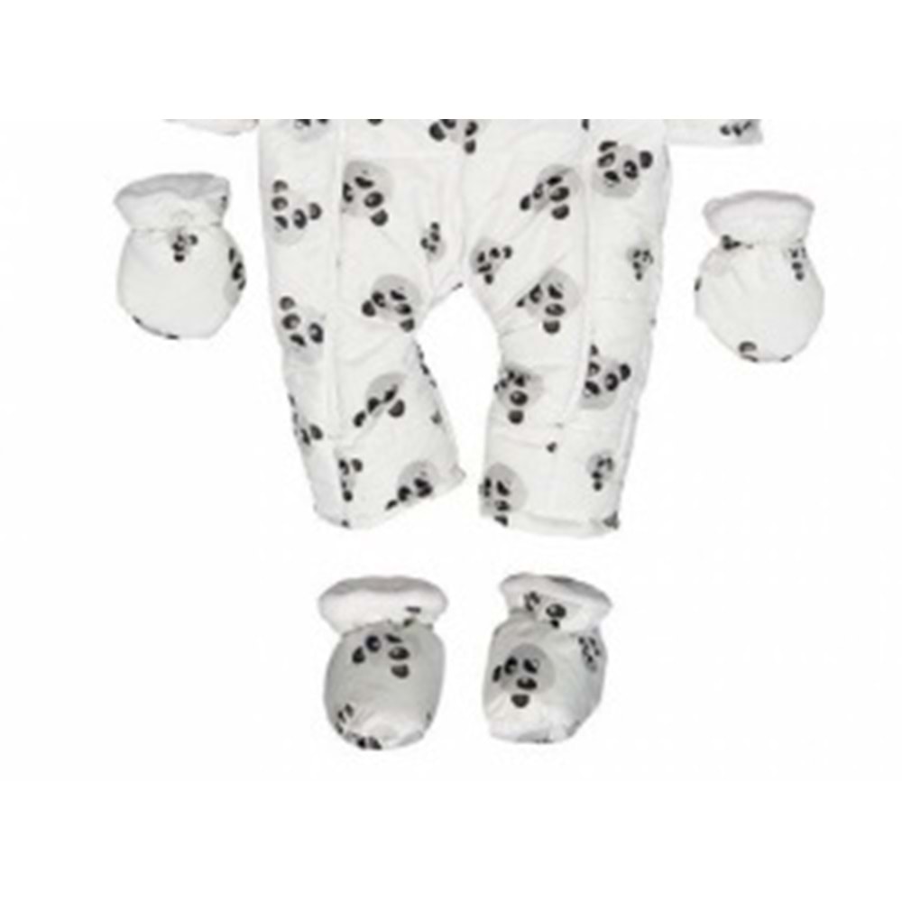 Kayak Tulum Bebe Kayak Kıyafeti Panda Baskılı -Kışlık-FRND82 - Beyaz - 9-12 AY