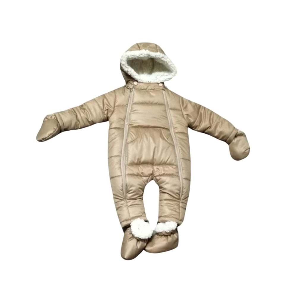 Kayak Tulum Bebe Kayak Kıyafeti Panda Baskılı -Kışlık - Bej - 24-36 AY