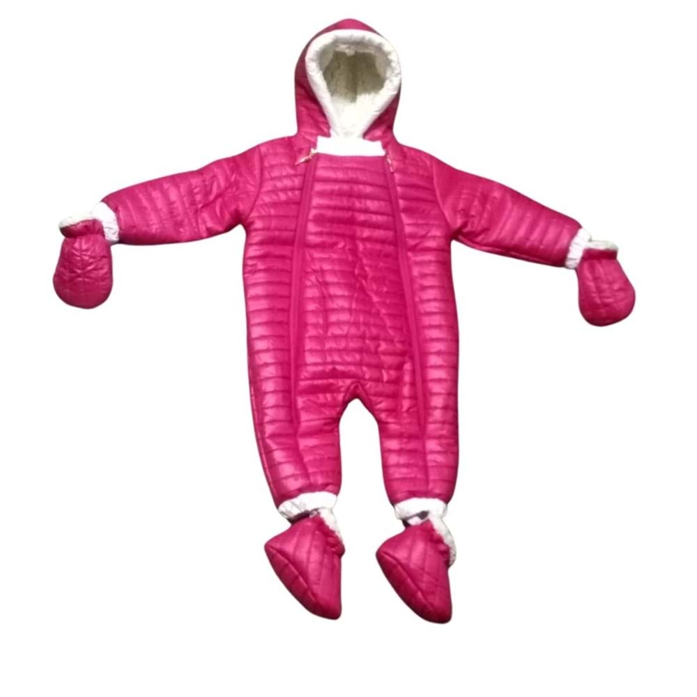 Kayak Tulum Bebe Kayak Kıyafeti Panda Baskılı -Kışlık - Fuşya - 24-36 AY