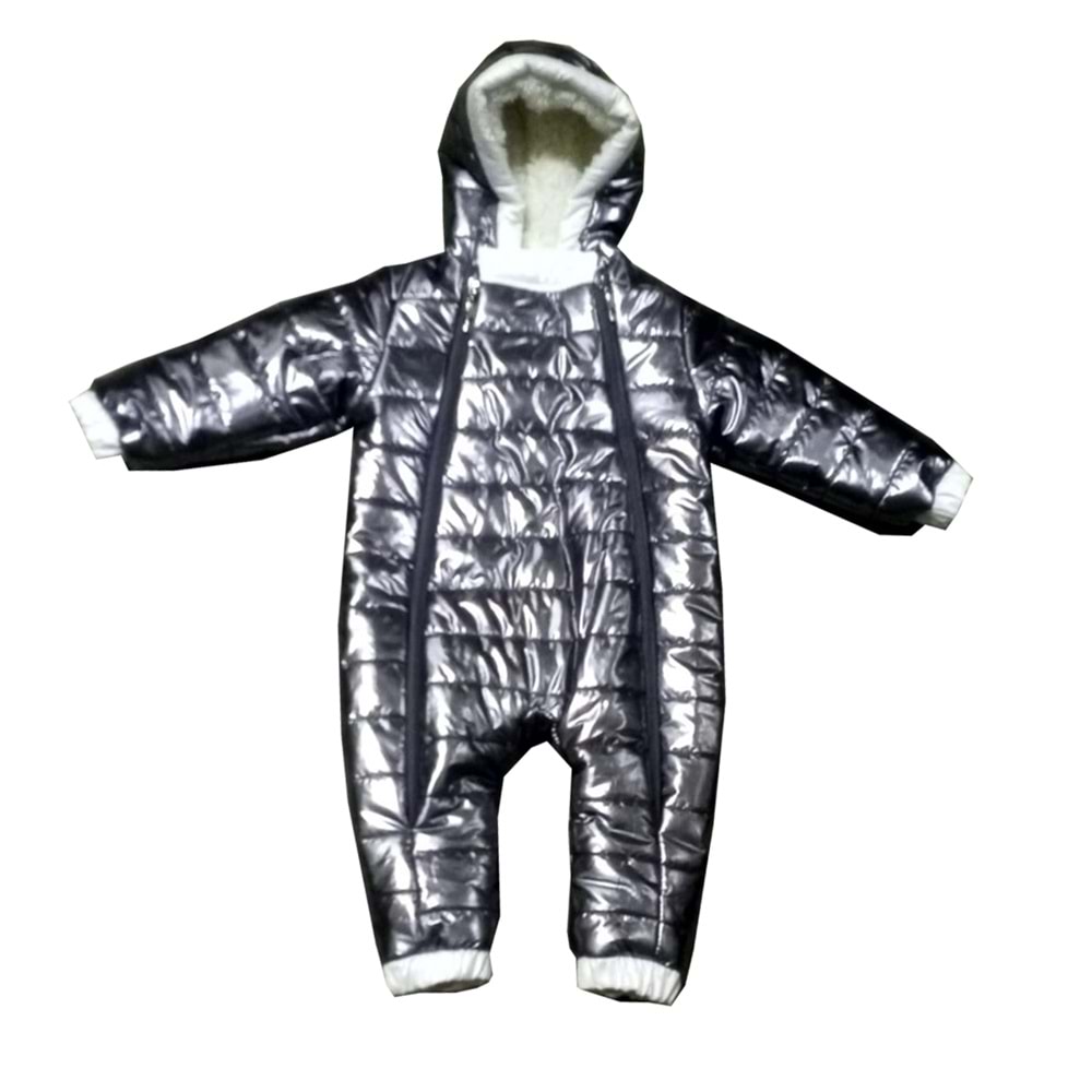 Kayak Tulum Bebe Kayak Kıyafeti Panda Baskılı -Kışlık - Parlak gri - 24-36 AY