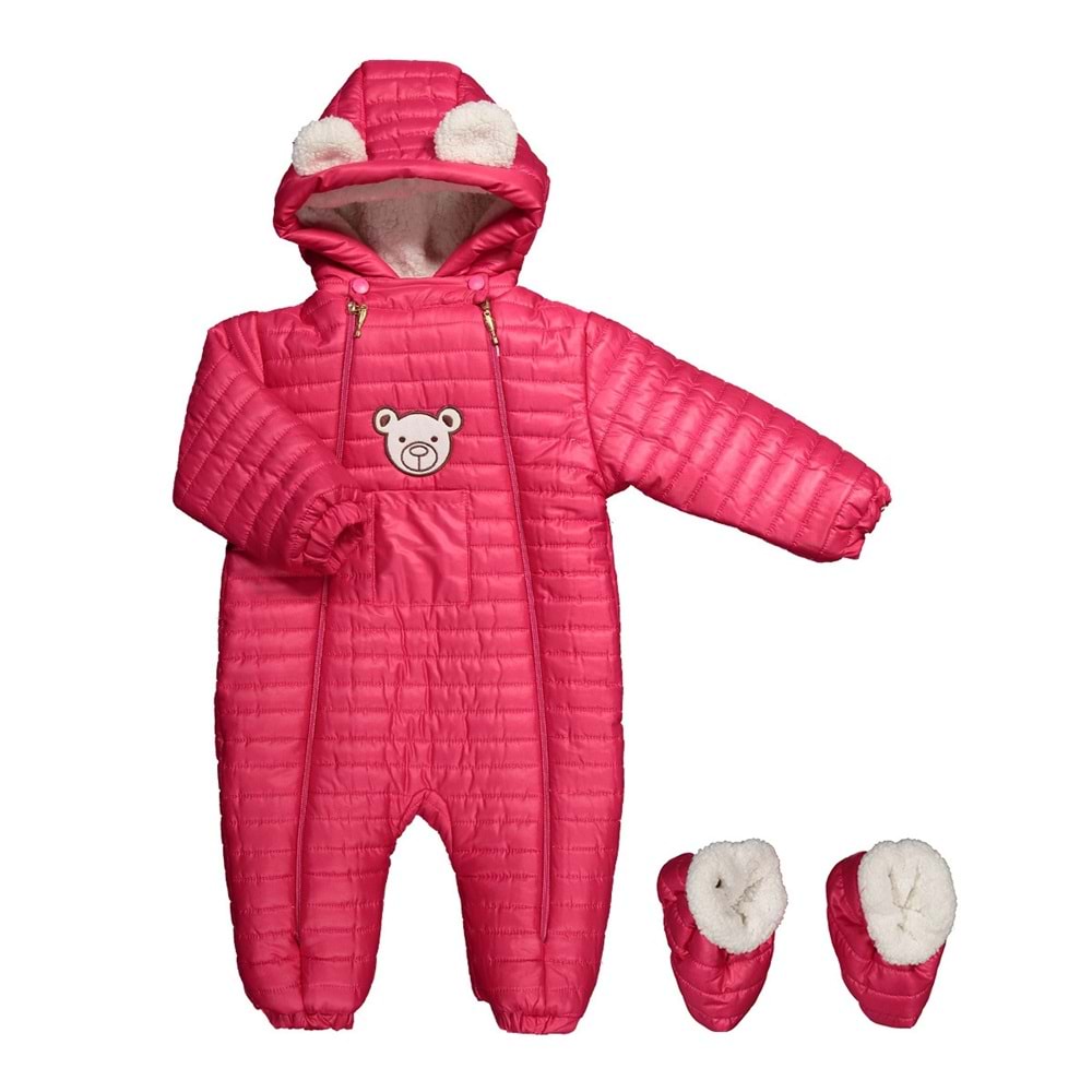 Kayak Tulum Bebe Ayıcık Cepli Tulum - Coppa Kids - Kozmonot - Fuşya - 18-24 AY - FRND00000091-1179