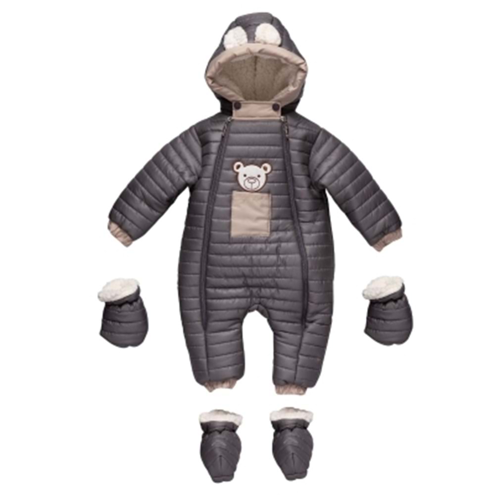 Kayak Tulum Bebe Ayıcık Cepli Tulum - Coppa Kids - Kozmonot - Füme - 24-36 AY - FRND00000091-1180