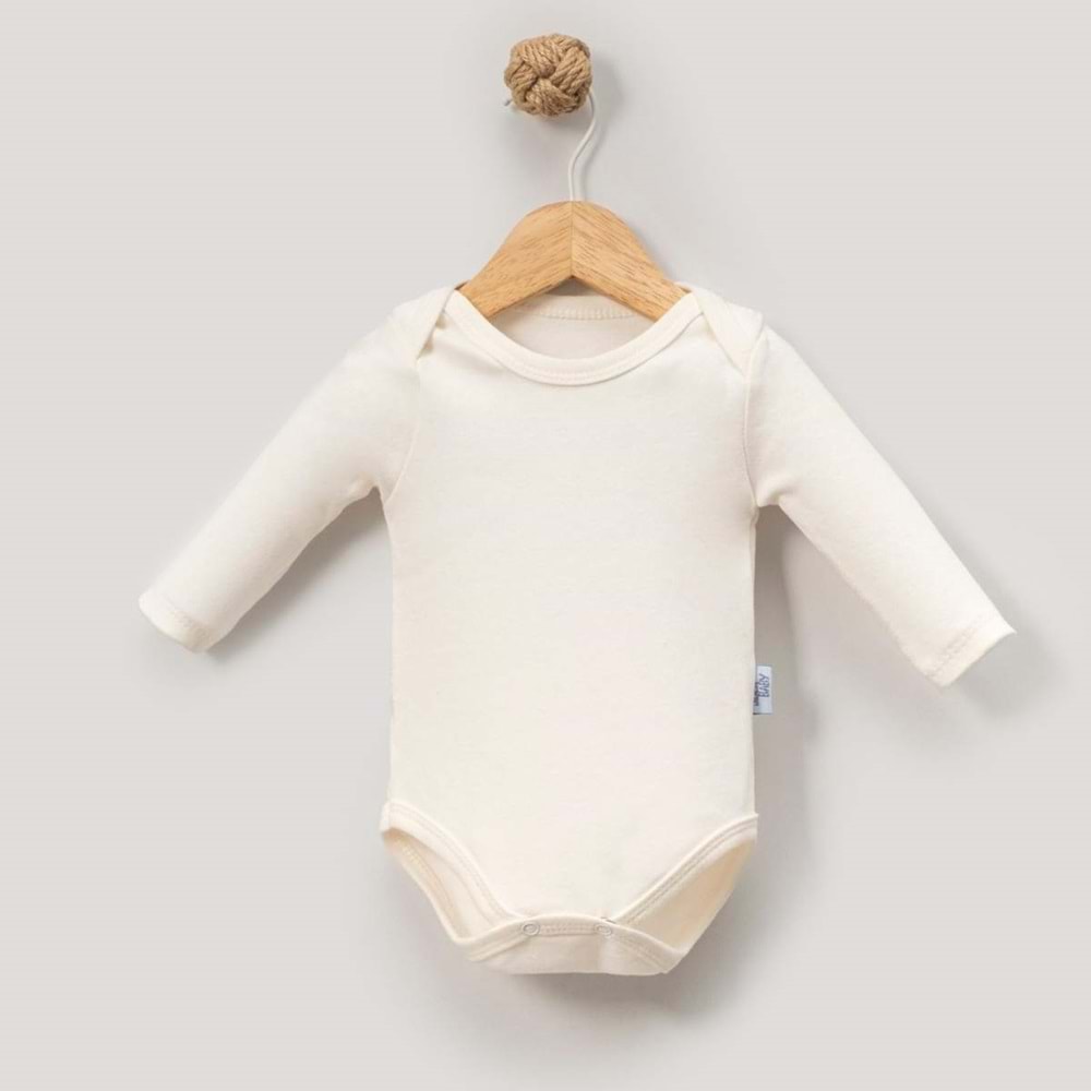 Jijek Baby 3 Lü Uzunkollu Bebek Body – Yumuşak,Rahat - EKRU-KIRMIZI-PEMBE - 9-12 AY