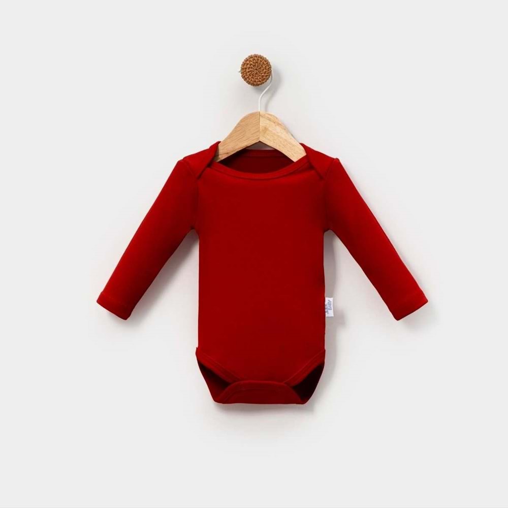 Jijek Baby 3 Lü Uzunkollu Bebek Body – Yumuşak,Rahat - EKRU-KIRMIZI-PEMBE - 6-9AY