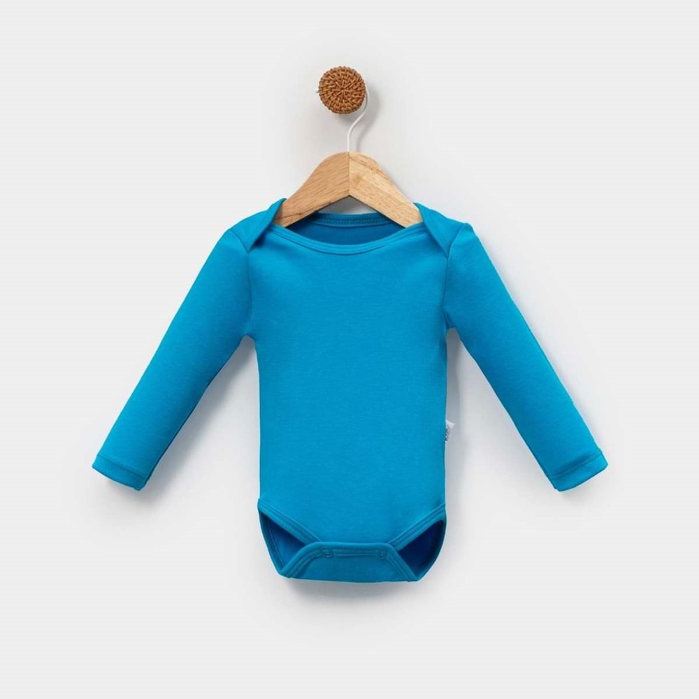 Jijek Baby 3 Lü Uzunkollu Bebek Body – Yumuşak,Rahat - SAKS-LACİVERT-TURKUAZ - 18-24 AY