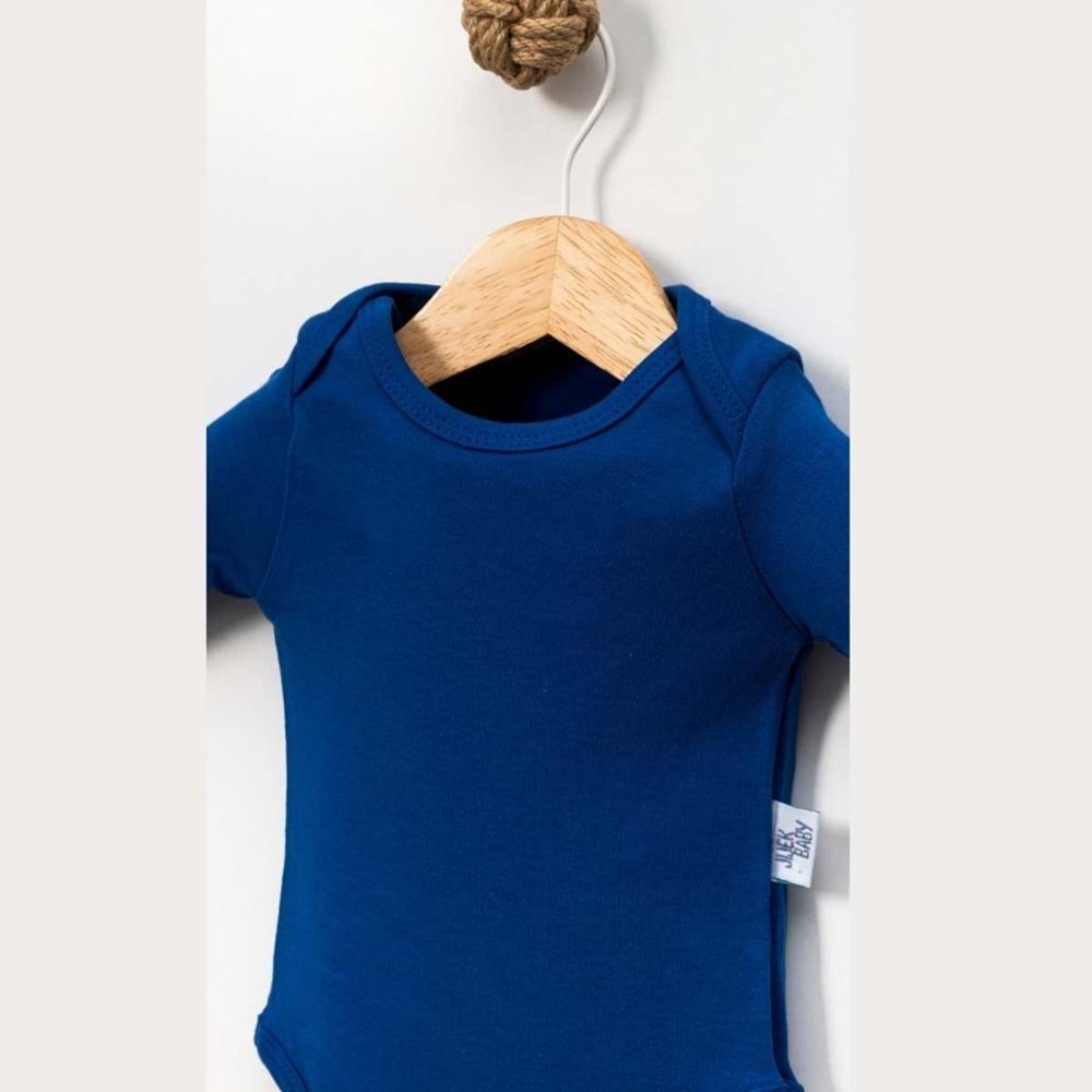 Jijek Baby 3 Lü Uzunkollu Bebek Body – Yumuşak,Rahat - SAKS-LACİVERT-TURKUAZ - 9-12 AY