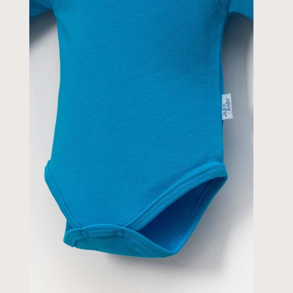 Jijek Baby 3 Lü Uzunkollu Bebek Body – Yumuşak,Rahat - SAKS-LACİVERT-TURKUAZ - 6-9AY