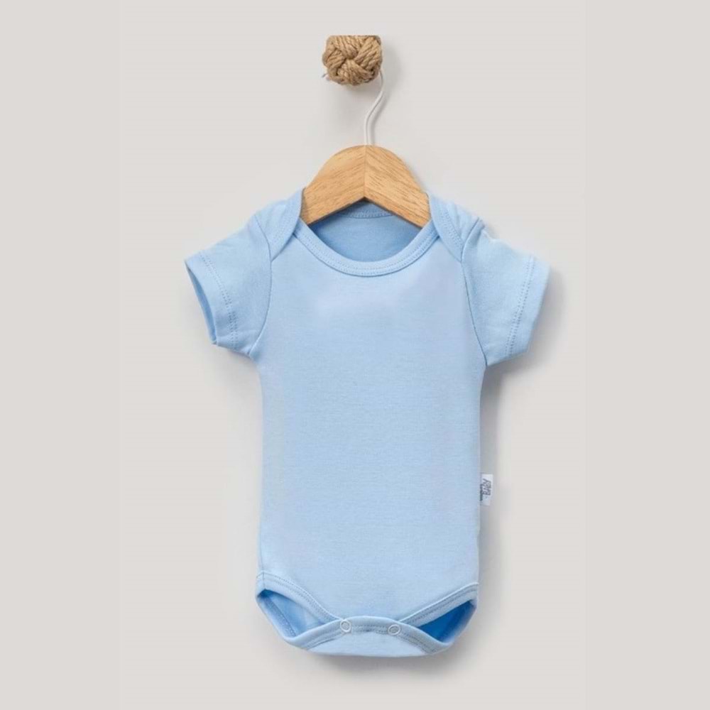 Jijek Baby 3 Lü Kısakollu Bebek Body – Yumuşak,Rahat - MAVİ EKRU A.MAVİ - 24-36 AY