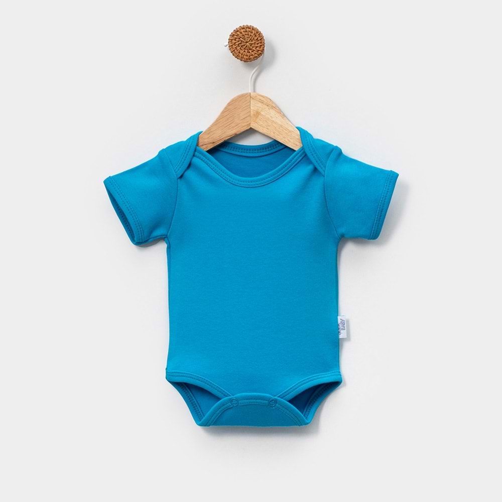 Jijek Baby 3 Lü Kısakollu Bebek Body – Yumuşak,Rahat - SAKS-LACİVERT-TURKUAZ - 6-9AY