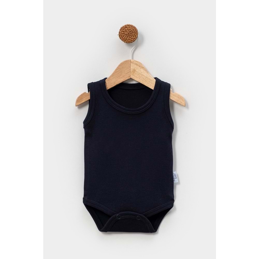 Jijek Baby 3 Lü Kolsuz Bebek Body – Yumuşak,Rahat - beyaz-kırmızı-lacivert - 6-9AY