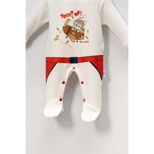 Bebek Tulum ve Şapka Takımı Baskılı Yumuşak Pamuklu Kumaş Jijek Baby - Kırmızı - 9-12 AY