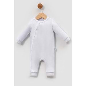 Yandan Çıtçıtlı Basic Bebek Tulum – Organik Pamuk, Kolay Giydirilebilir Tasarım - Beyaz - 6-9AY