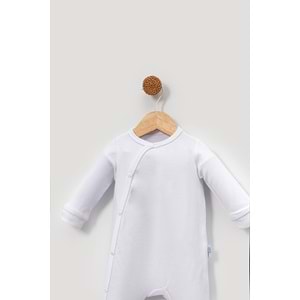 Yandan Çıtçıtlı Basic Bebek Tulum – Organik Pamuk, Kolay Giydirilebilir Tasarım - Beyaz - 6-9AY