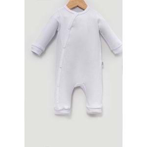Yandan Çıtçıtlı Basic Bebek Tulum – Organik Pamuk, Kolay Giydirilebilir Tasarım - Beyaz - 6-9AY