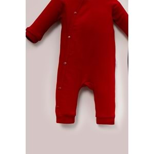 Yandan Çıtçıtlı Basic Bebek Tulum – Organik Pamuk, Kolay Giydirilebilir Tasarım - Kırmızı - 6-9AY
