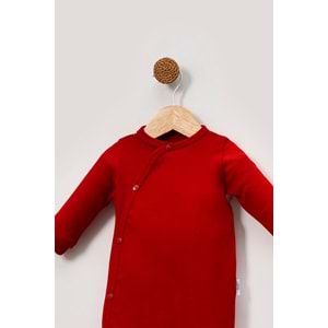 Yandan Çıtçıtlı Basic Bebek Tulum – Organik Pamuk, Kolay Giydirilebilir Tasarım - Kırmızı - 6-9AY
