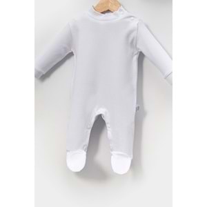 Alttan Çıtçıtlı Şapkalı Bebek Tulum ,Konforlu ve Pratik Tasarım - Beyaz - 9-12 Ay
