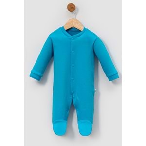 Önden Çıtçıtlı Bebek Tulum Pamuk, Pratik ve Şık Tasarım - Turkuaz - 9-12ay