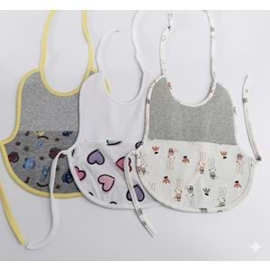 3'lü Paket Bebek Mama Önlüğü Seti - %100 Pamuklu,