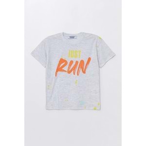 Run Baskılı Penye Şort- T-Shirt Kız-Erkek Takım - Coppa - Gri - 6 YAŞ - FRND00000002-13