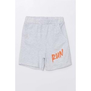 Run Baskılı Penye Şort- T-Shirt Kız-Erkek Takım - Coppa - Gri - 6 YAŞ - FRND00000002-13